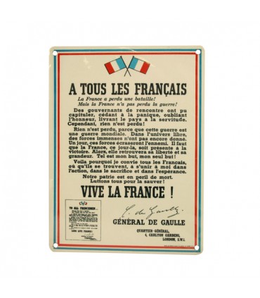PLAQUE 15X20 VIVE LA FRANCE C3