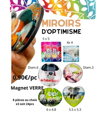 LOT 24 MAGNETS VERRE 3 AU MODELE ASS