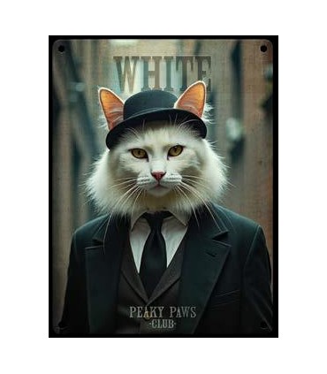 PLAQUE 20X30 CHAT BLANC C2