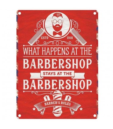 PLAQUE 30X40 BARBER SHOP RULES C2