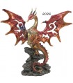 DRAGON ROUGE+BOULE VERRE H.20CM