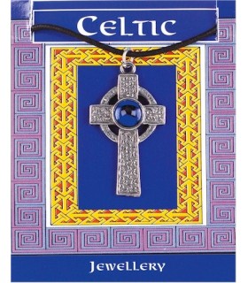 COLLIER CROIX CELTIQUE PERLE BLEUE C10 
