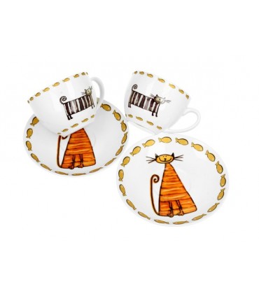SET 2 TASSES+SOUCOUPES 280ML CLASSIC CHATS