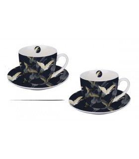 SET 2 TASSES+SOUCOUPES 280ML CRANES BY NIGHT
