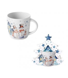 MUG 400ML PANIER SAPIN SNOWMAN SET DE 4