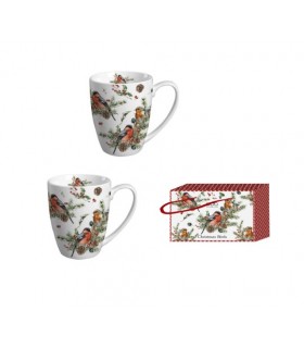 SET 2 MUGS 350ML CHRISTMAS BIRDS C2