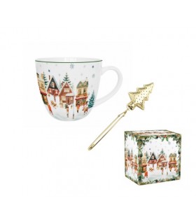 MUG 460ML + INFUSEUR CHRISTMAS VILLAGE C3