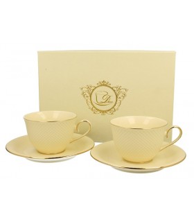 SET 2 TASSES+SOUCOUPES ECRU VESPER 290ML
