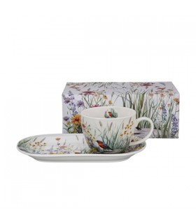 TASSE 450ML+SOUCOUPE 14.8X25 FLEURS JUILLET C2