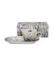 TASSE 450ML+SOUCOUPE 14.8X25 FLEURS JUILLET C2