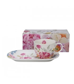TASSE 450ML+SOUCOUPE 14.8X25 FLEURS JUIN C2