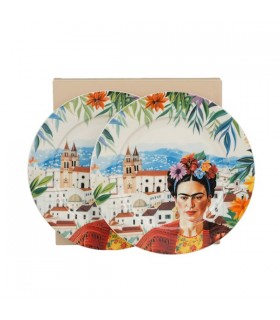 SET 2 ASSIETTES DESSERT MEXIQUE DIAM 19.2 C2