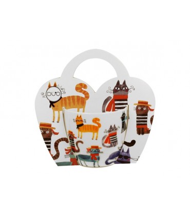 MUG 360ML CHATS STYLISES PANIER SET DE 4