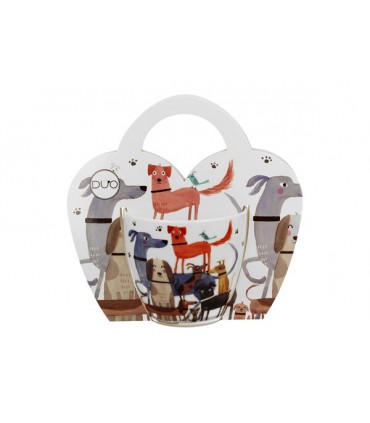 MUG 360ML CHIENS PROMENADE PANIER SET DE 4