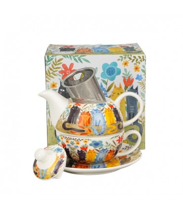 SOLITAIRE PORCELAINE CHATS JARDIN 200/300ML C2