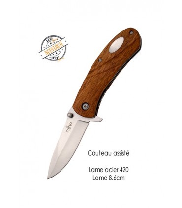 COUTEAU ASSISTE BOIS LAME ACIER 420 8.6CM