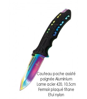 COUTEAU ASSISTE ALU LAME ACIER 420 10.5CM