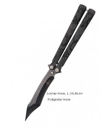 COUTEAU PAPILLON LAME ET POIGNEE INOX 10.8CM