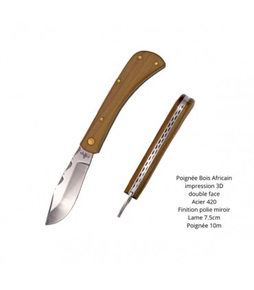 COUTEAU MANCHE BOIS AFRICAIN L.17.5CM