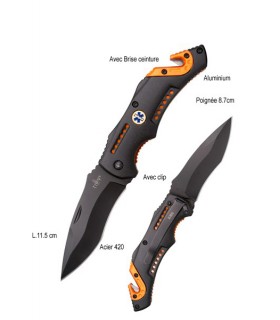 COUTEAU MANCHE ALU BRISE CEINTURE ACIER 420 8.7CM