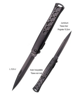 COUTEAU ALU TITANE NOIR ACIER INOXYDABLE 10.2CM