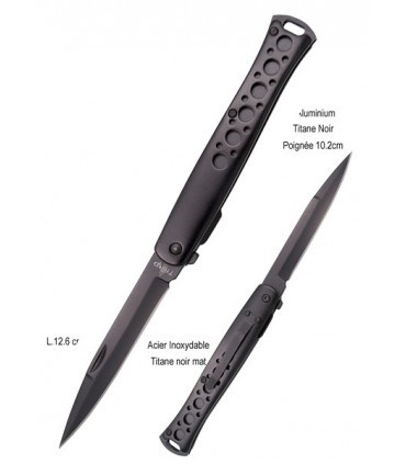 COUTEAU ALU TITANE NOIR ACIER INOXYDABLE 10.2CM