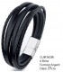 BRACELET CUIR NOIR 6 BRINS D.21CM C2