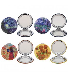 SET 12 MIROIRS DE POCHE ARTISTES ASS Diam 6CM