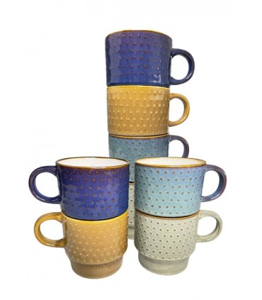 MUG 350ML REACTIVE GLAZE SET DE 4 ASS
