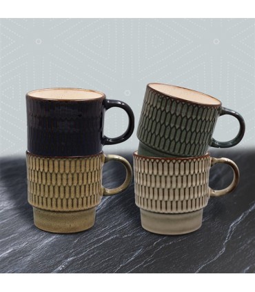 MUG 350ML REACTIVE GLAZE SET DE 4 ASS