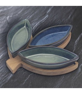 SET 3 COUPELLES APERITIF+PLAT BOIS 22X22X4 C2