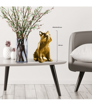 BOUGIE BULLDOG ORIGAMI GOLD 100H 25X12.5X22