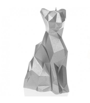 BOUGIE CHAT ORIGAMI SILVER 35H 18X10X7.6