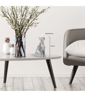 BOUGIE CHAT ORIGAMI SILVER 35H 18X10X7.6