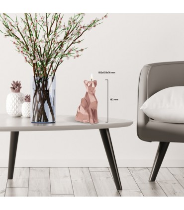 BOUGIE CHAT ORIGAMI ROSE GOLD 35H 18X10X7.6