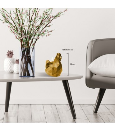 BOUGIE POULE ORIGAMI GOLD 70H 15X11.5X15.5