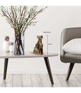 BOUGIE CHAT ORIGAMI BRASS 35H 18X10X7.6