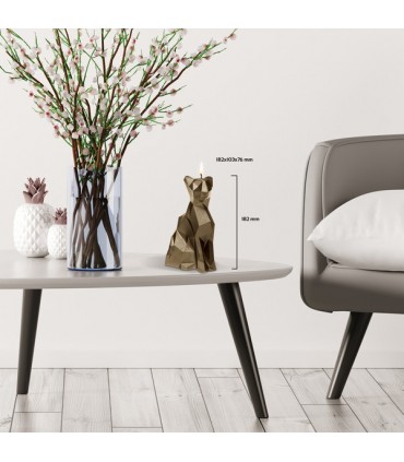 BOUGIE CHAT ORIGAMI BRASS 35H 18X10X7.6