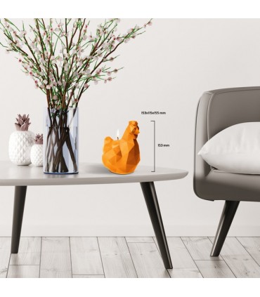 BOUGIE POULE ORIGAMI ORANGE 70H 15X11.5X15.5