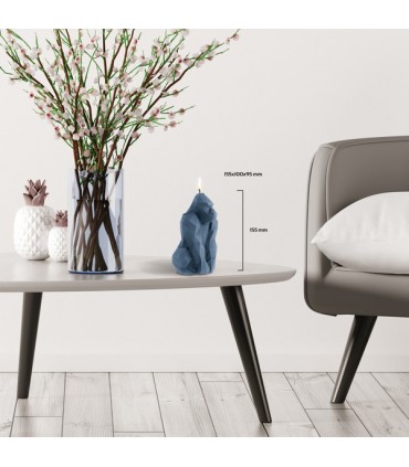 BOUGIE GORILLE ORIGAMI BLEU JEAN 79H 9.5X10X15.5