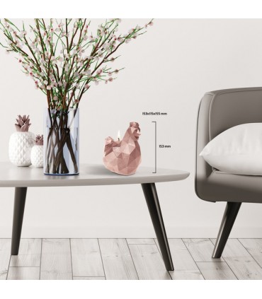 BOUGIE POULE ORIGAMI ROSE GOLD 70H 15X11.5X15.5