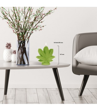 BOUGIE FEUILLE VERT LIME 25H 14.7X6X13 C2