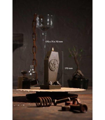 BOUGIE CERCUEIL MARRON 35H 17X7.5X7