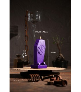 BOUGIE CERCUEIL VIOLET METAL 35H 17X7.5X7