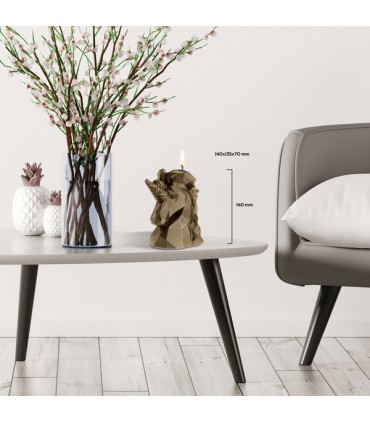 BOUGIE LICORNE ORIGAMI BRASS 74H 7X13.5X14