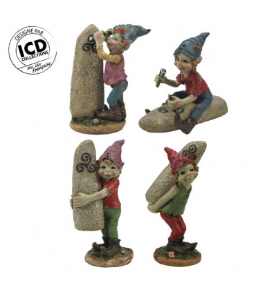 ELFE ET MENHIR  SET DE 4 ASS. H.12.5CM