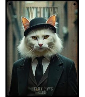 PLAQUE 20X30 CHAT BLANC C2