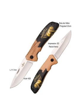 COUTEAU MANCHE HETRE CERF ACIER 420 8.5CM