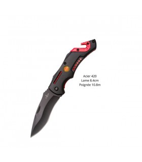 COUTEAU MANCHE ALU POMPIER ACIER 420 L.19.2CM