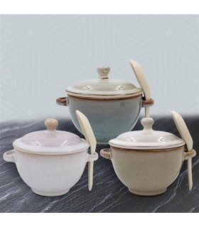 BOL SOUPE+CUIL 300ML REACTIVE GLAZE SET DE 3 ASS